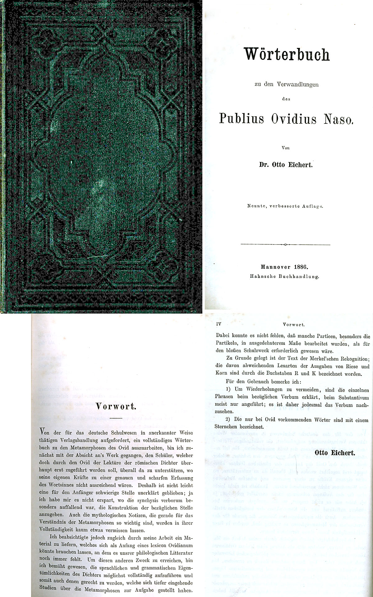 Wörterbuch zu den Verwandlungen des Publius Ovidius Naso - Eichert, Dr. Otto